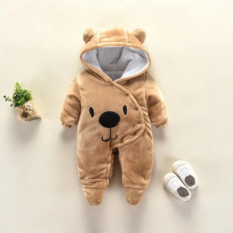 New Baby Cartoon Romper Baby Winter Clothes Hooded Infant Jacket