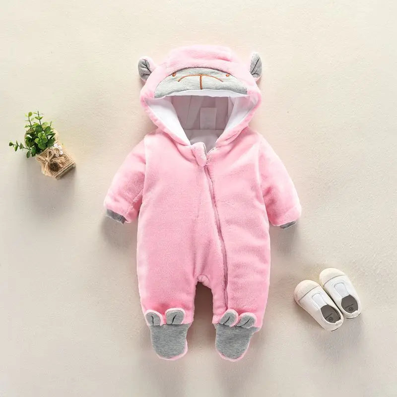 New Baby Cartoon Romper Baby Winter Clothes Hooded Infant Jacket