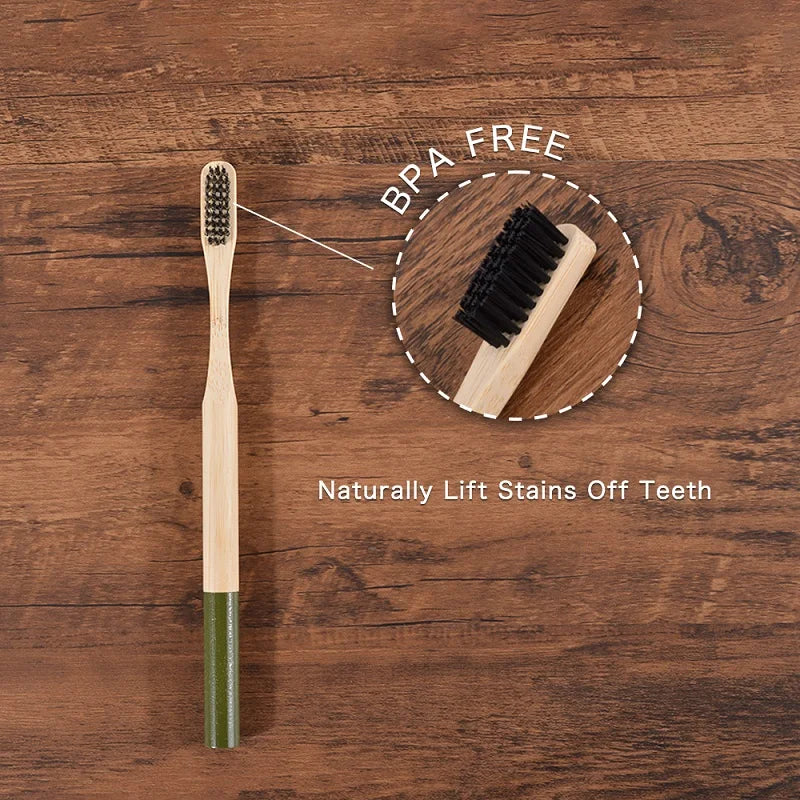 5Pack Adult Bamboo Toothbrush Medium Bristles Eco Friendly