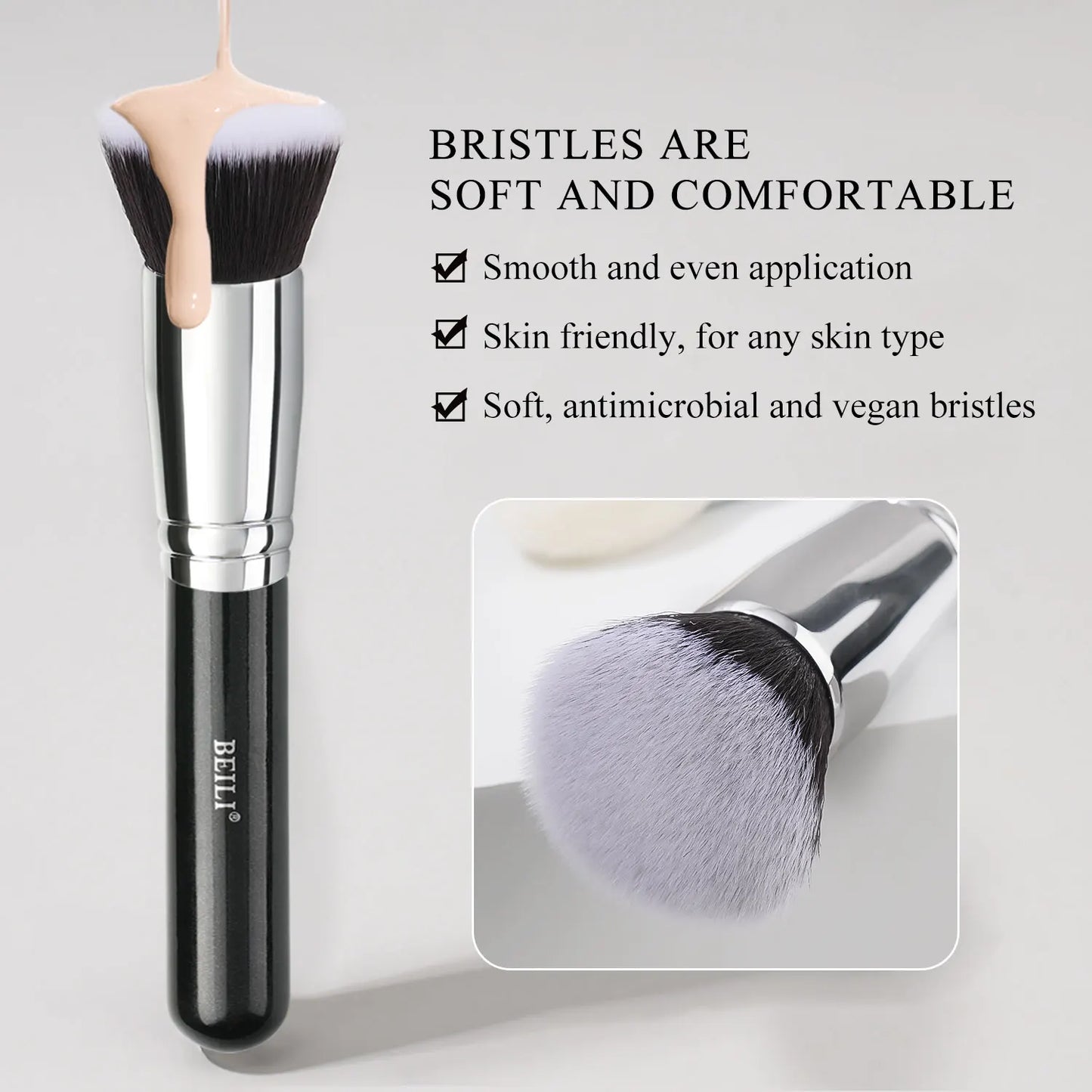 BEILI 15Pcs Rose Gold Makeup Brushes Pink Natural Goat Hair