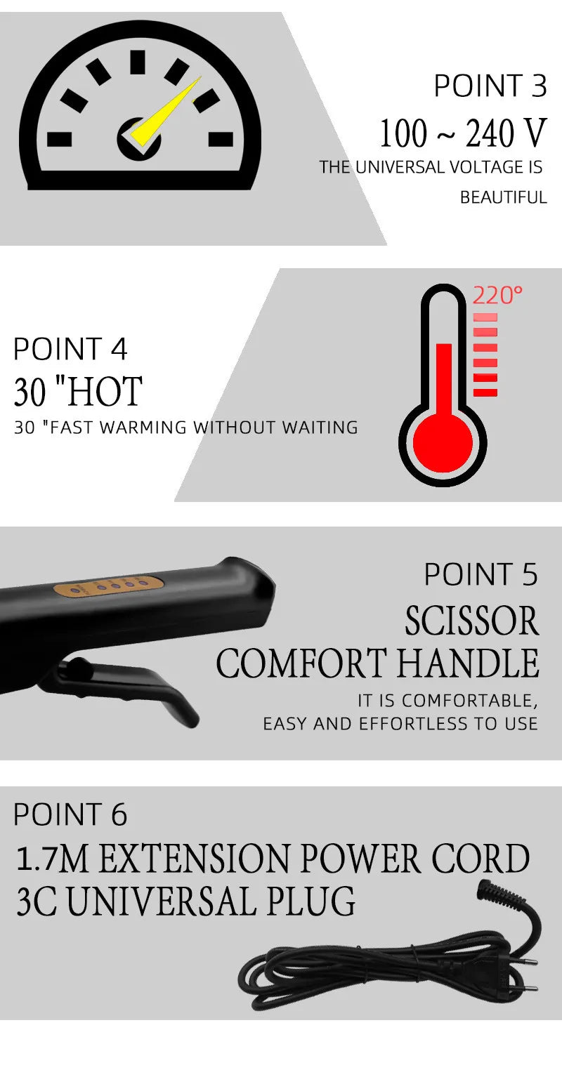 Hair Straightener Four-Gear Temperature Adjustment Ceramic
