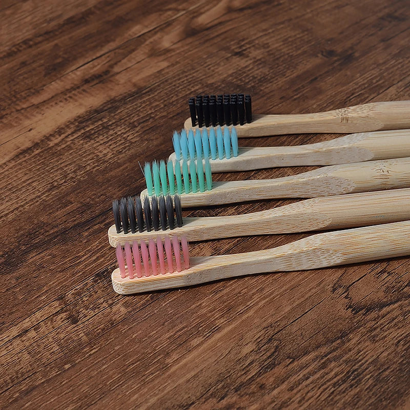 5Pack Adult Bamboo Toothbrush Medium Bristles Eco Friendly