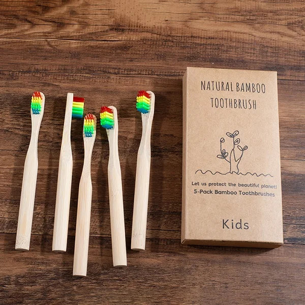 5Pack Adult Bamboo Toothbrush Medium Bristles Eco Friendly