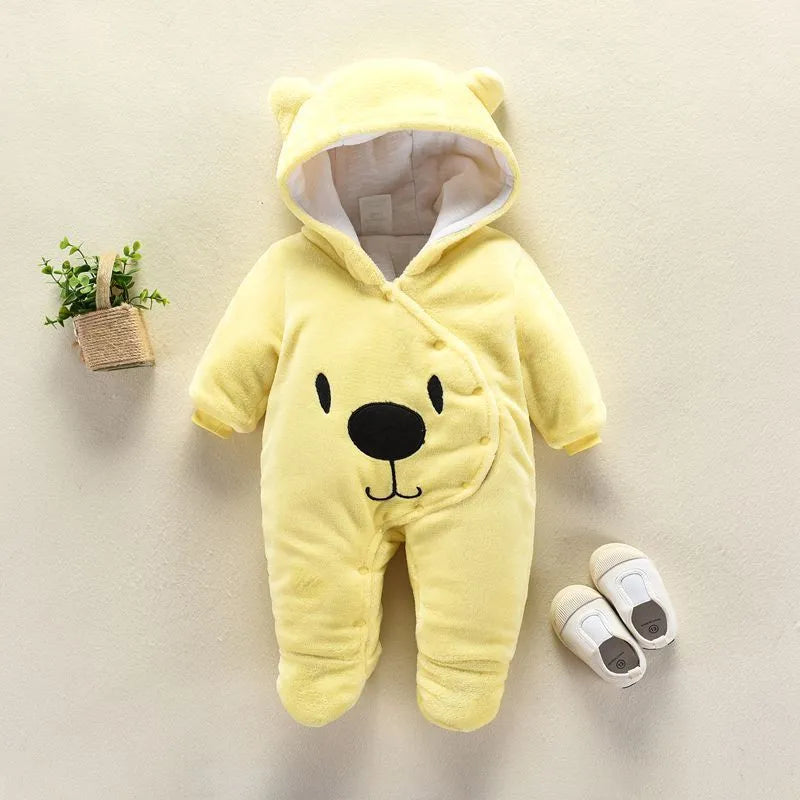 New Baby Cartoon Romper Baby Winter Clothes Hooded Infant Jacket