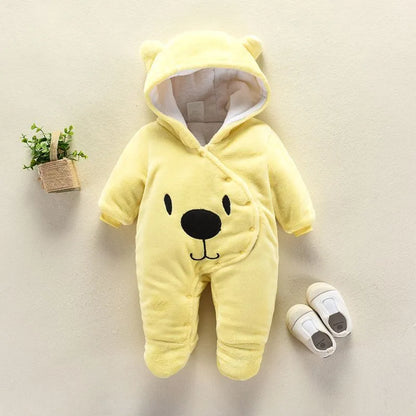New Baby Cartoon Romper Baby Winter Clothes Hooded Infant Jacket