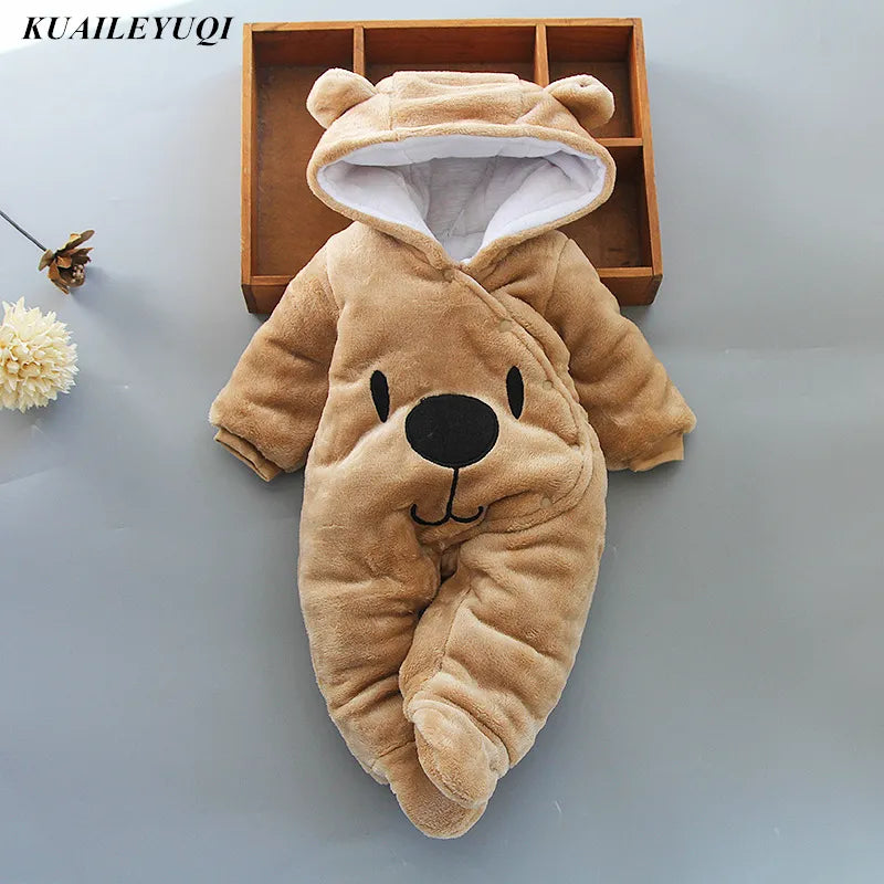 New Baby Cartoon Romper Baby Winter Clothes Hooded Infant Jacket