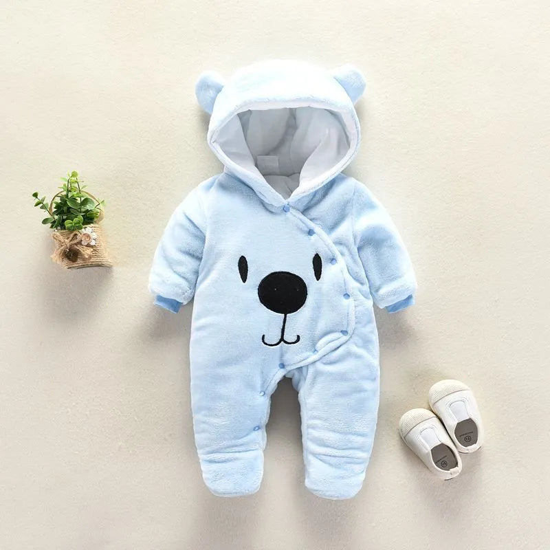 New Baby Cartoon Romper Baby Winter Clothes Hooded Infant Jacket