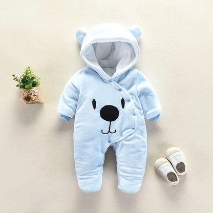 New Baby Cartoon Romper Baby Winter Clothes Hooded Infant Jacket