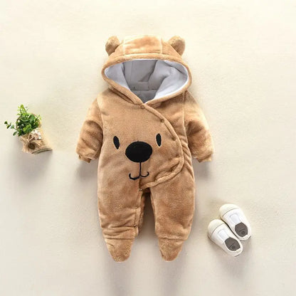 New Baby Cartoon Romper Baby Winter Clothes Hooded Infant Jacket