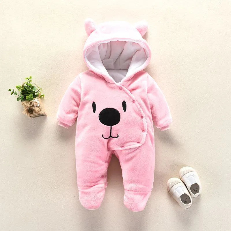 New Baby Cartoon Romper Baby Winter Clothes Hooded Infant Jacket