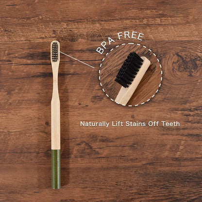 5Pack Adult Bamboo Toothbrush Medium Bristles Eco Friendly