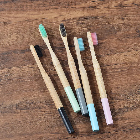 5Pack Adult Bamboo Toothbrush Medium Bristles Eco Friendly