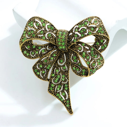 CINDY XIANG Black Color Rhinestone Bow Brooches for Women Large Bowknot Brooch