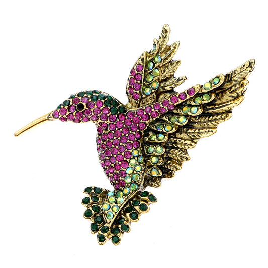 CINDY XIANG Colorful Rhinestone Hummingbird Brooches for Women Animal Pin Korea