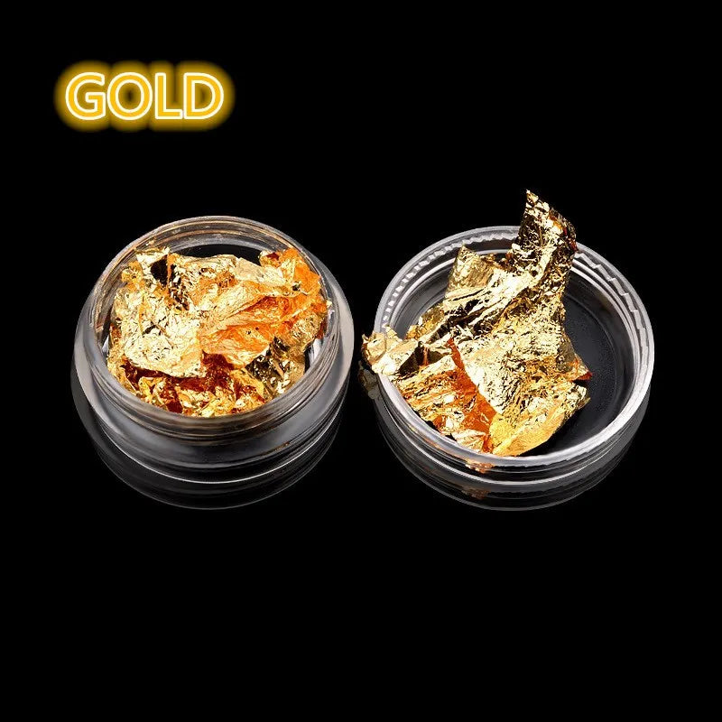 1 Box Gold Silver Irregular Aluminum Foil Paper Nail Art Sticker 3D Glitter DIY